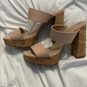Nude Pink Cork Heels